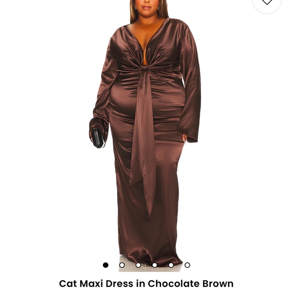 Remi Bader x REVOLVE Chocolate Brown stretch silk dress, size XL - Picture 4 of 5